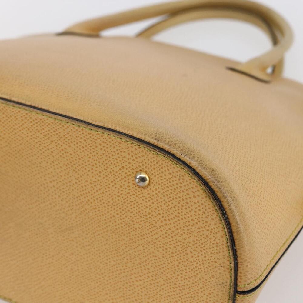 CELINE Hand Bag Leather 2way Yellow Gold Auth bs29816 - Picture 9 of 16